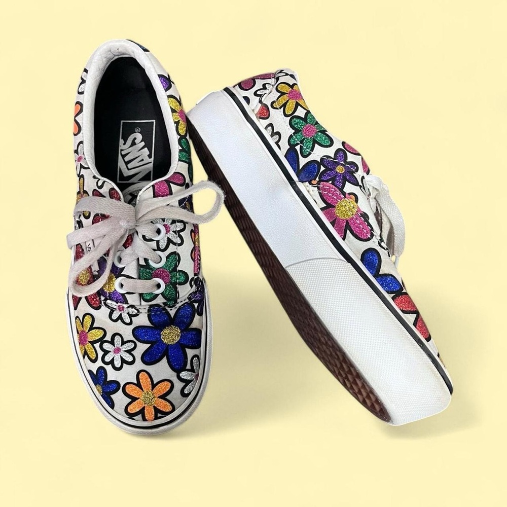 Vans era platform glitter daisies